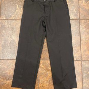 Solid black flat front dress slacks